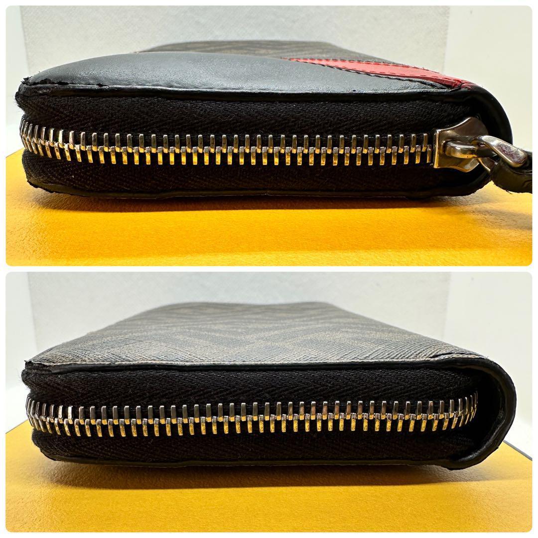 ⭐️美品 現行⭐️FENDI ダイアゴナル ズッカ ラウンドファスナー 財布 FF