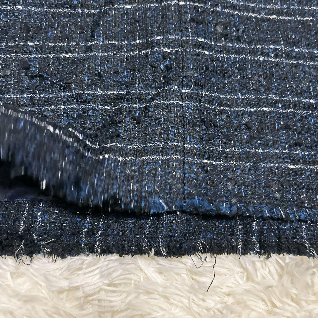 【美品】23区 ニジュウサンク ミックス ツイード ノーカラージャケット 11号