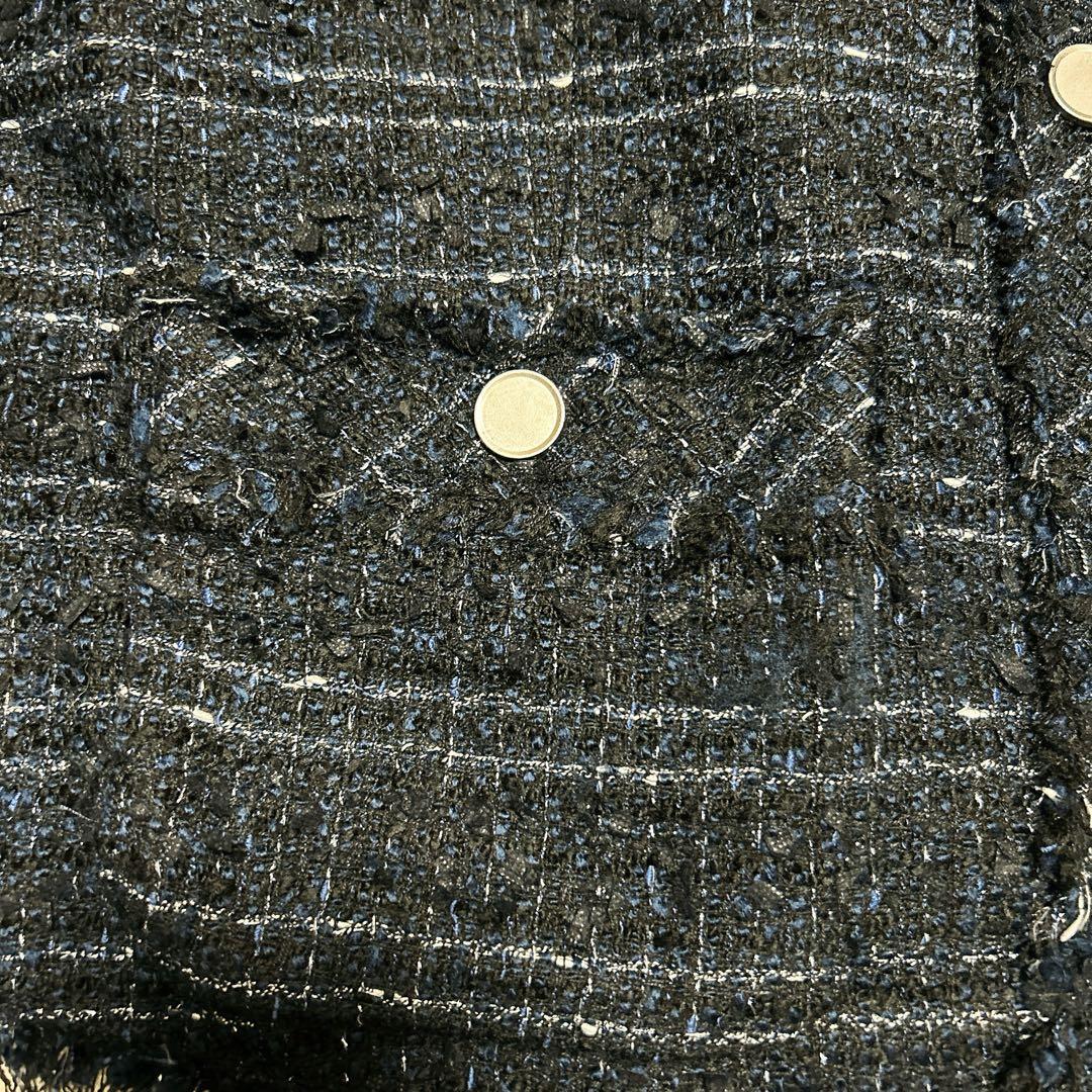 【美品】23区 ニジュウサンク ミックス ツイード ノーカラージャケット 11号
