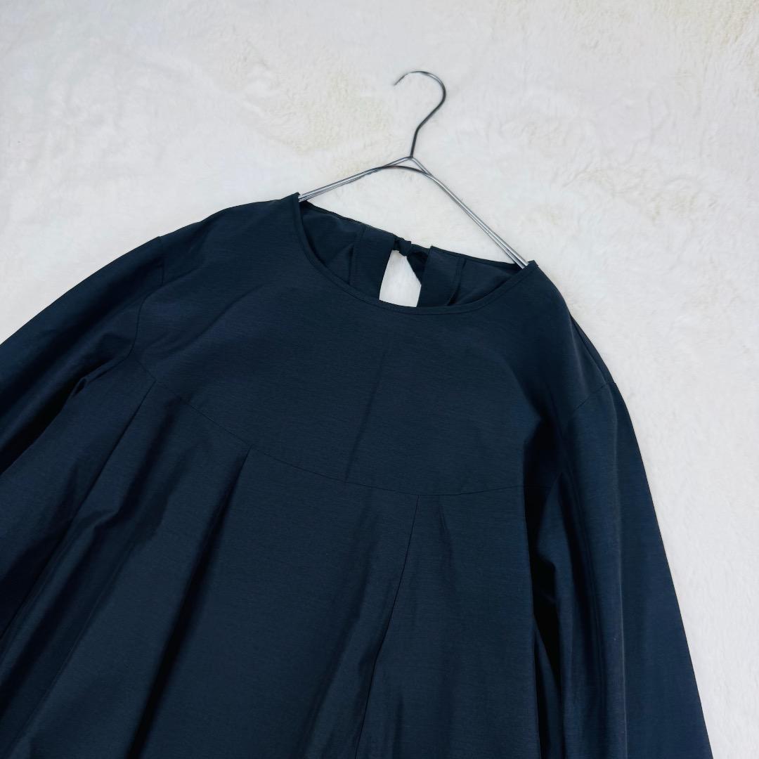 FASHFREN　フレアロングカフスブラウス　バックリボン　チュニック　綿混 FASHFREN フレアロングカフスブラウス バックリボン チュニック