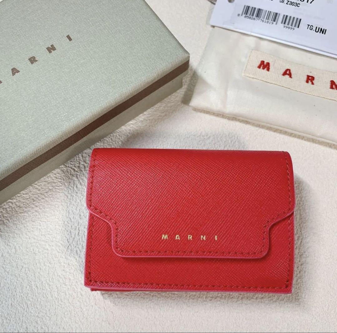 MARNI レザー 三つ折り財布 ピンク