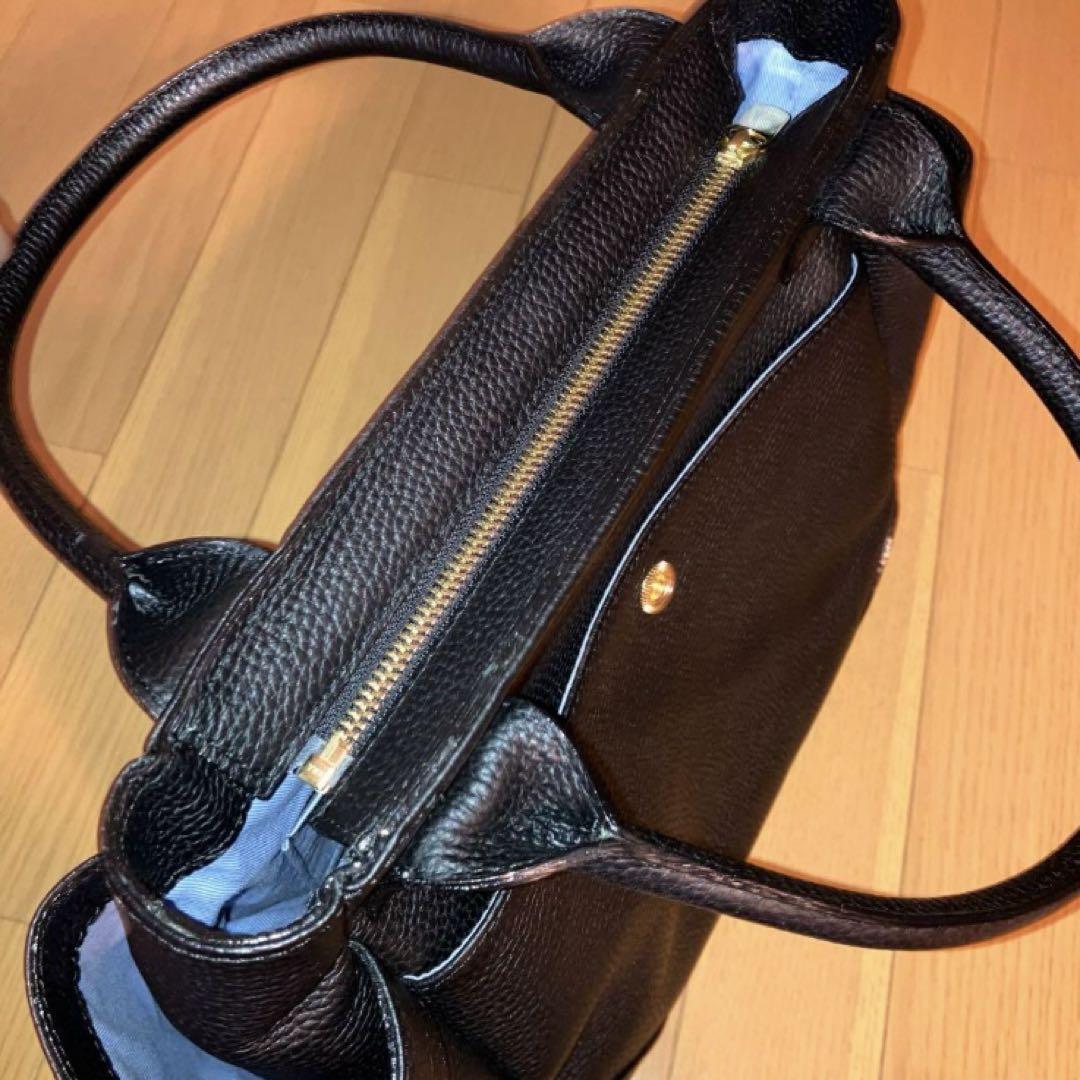 A.D.M.J トートバッグ 牛皮 黒 金ボタン アクセソワ ドゥマドモアゼル 画像5