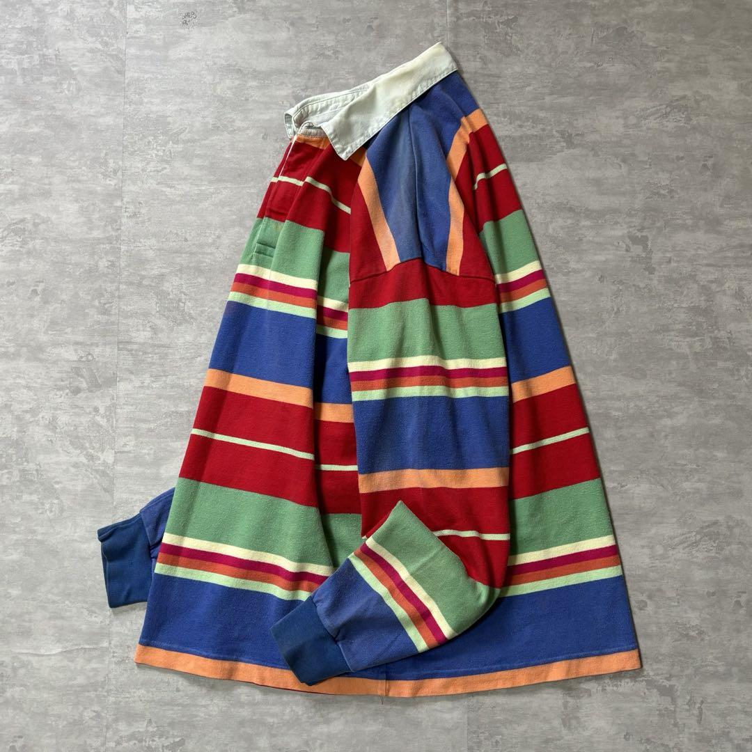 人気新品 マルチカラー J.CREW 90s ラガーシャツ 巨人タグ ポロシャツ トップス