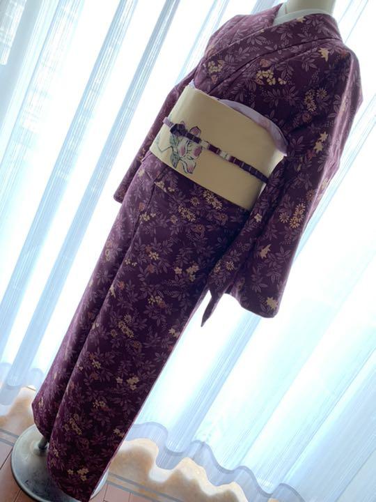 格安最安値 洗える着物 パープル系 クリーム色名古屋帯と2点セット ciysK-m97654266949 SALE