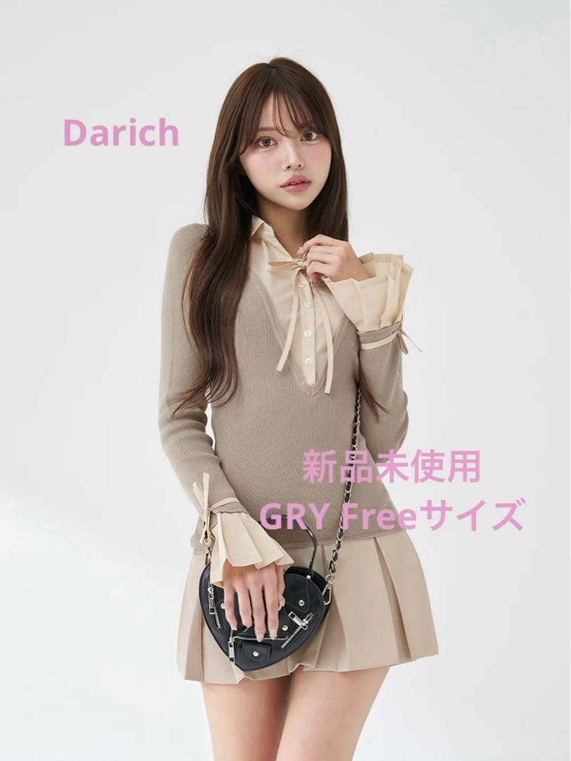 Darich シャツドッキングプリーツミニワンピース GRY FreeFREE SIZE・Darich