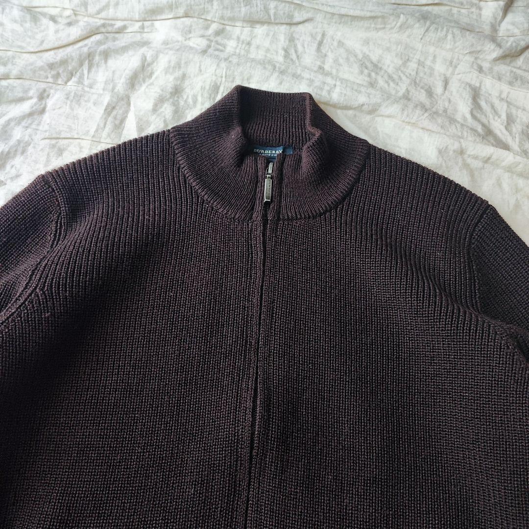 バーバリー ドライバーズニット ジップアップ セーター ダークブラウン バーバリー ドライバーズニット ジップアップ セーター ダークブラウン