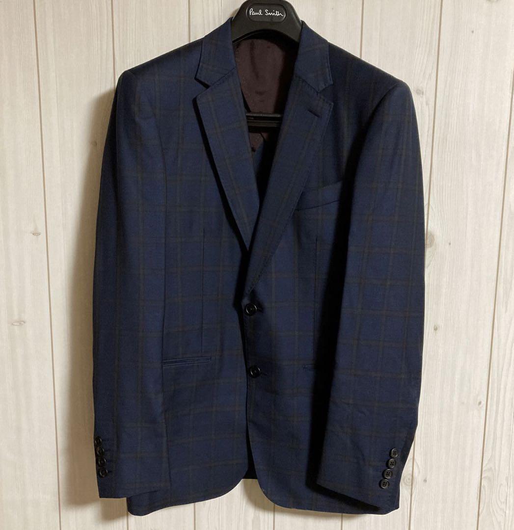 Paul Smith BLACK ✨美品✨ リネン 麻 テーラードジャケット 極上Paul Smith REDA社製チェック柄2Bテーラードジャケット