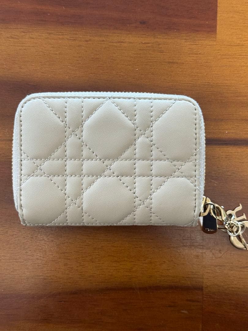 DIORレディディオール　コインケース　ベージュ　ラウンドファスナー　美品