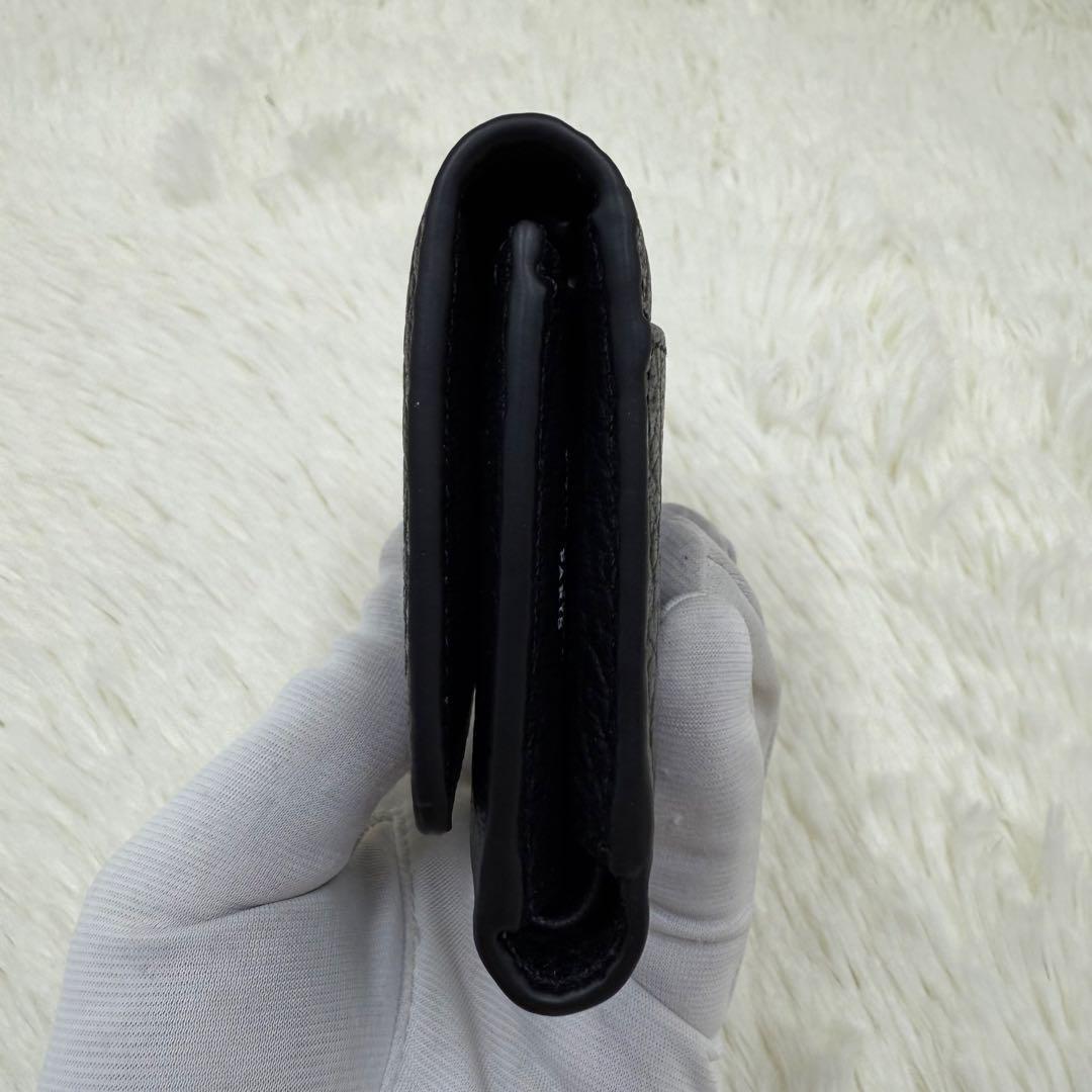 ✨美品✨マルジェラ 三つ折り財布 レザー 4ステッチ シボ革 ブラック
