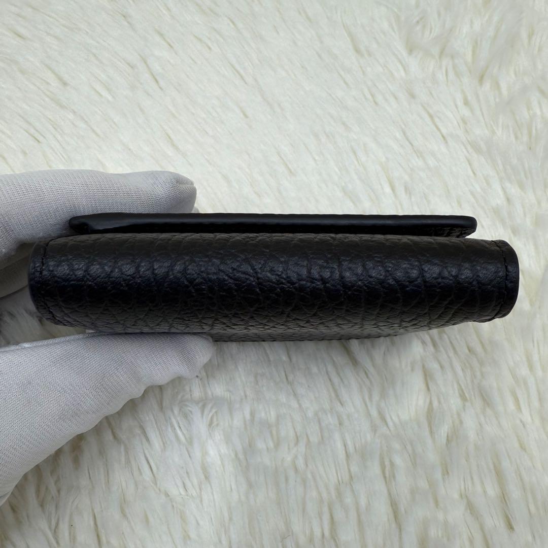 ✨美品✨マルジェラ 三つ折り財布 レザー 4ステッチ シボ革 ブラック