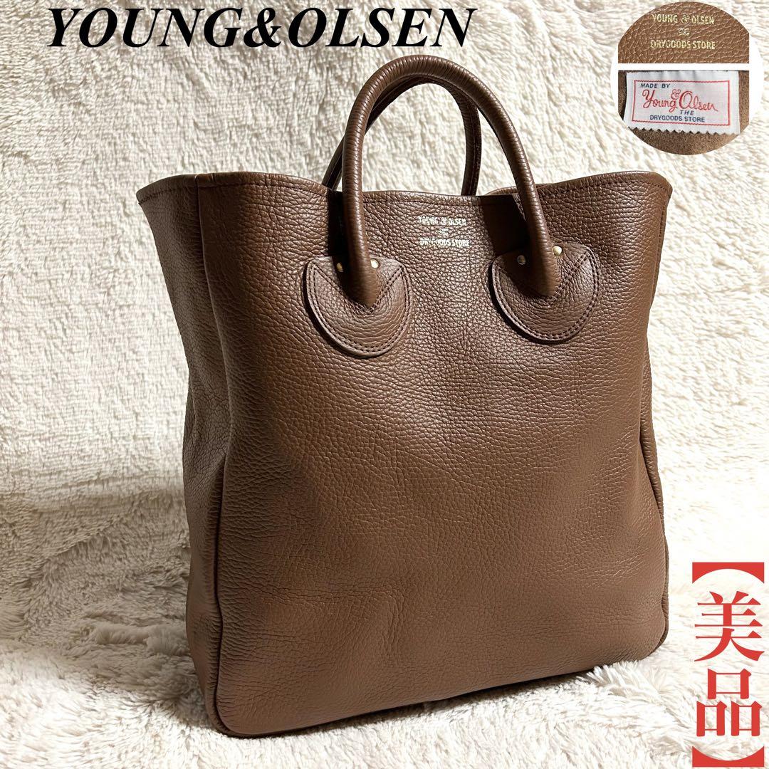 美品　ヤングアンドオルセン　YOUNG&OLSENトートバッグ　ブラウン　シボ革