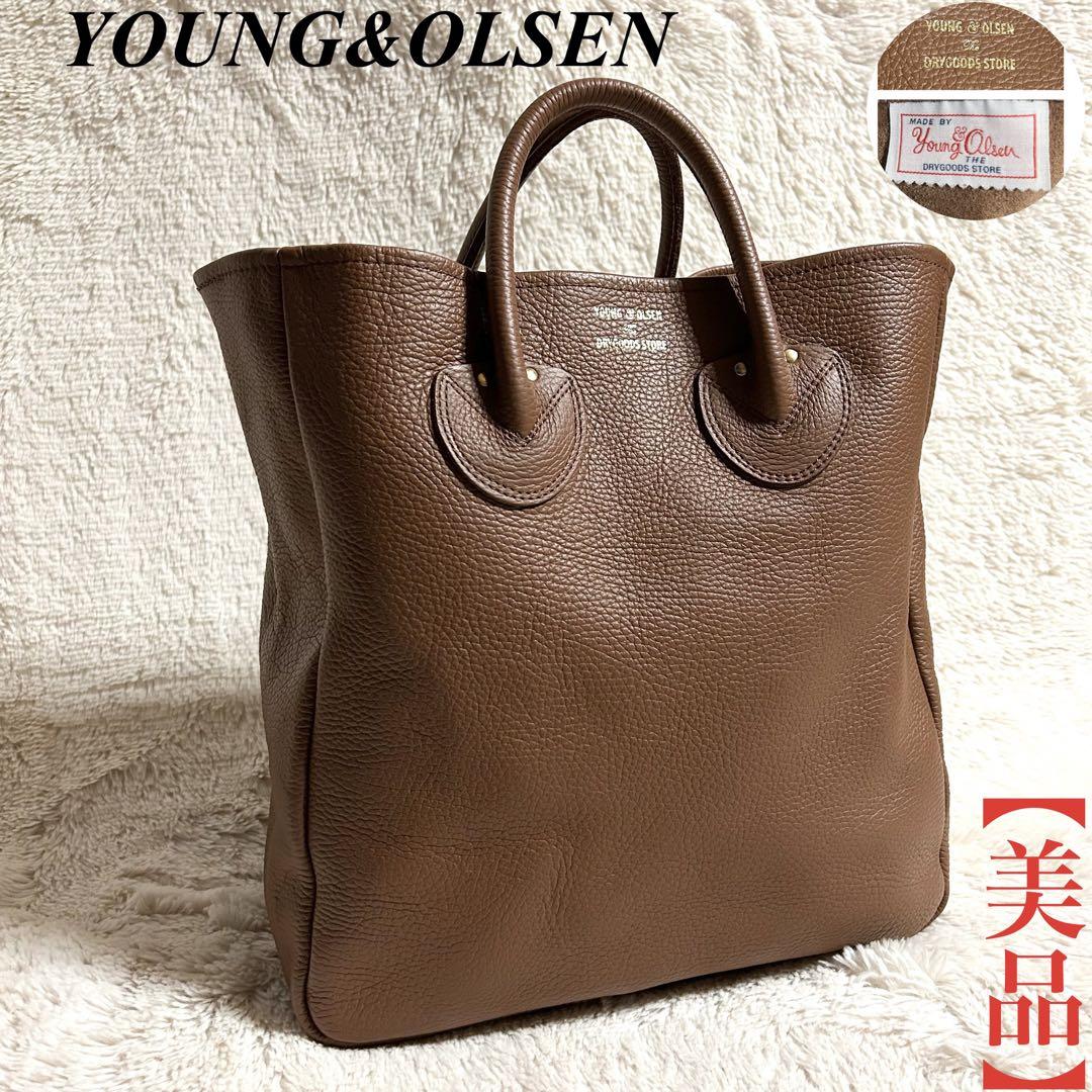 美品 ヤングアンドオルセン YOUNG&OLSENトートバッグ ブラウン シボ革-