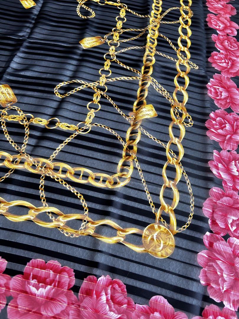 CHANEL シャネル スカーフ ココマーク シルク 鎖 花 ロゴ