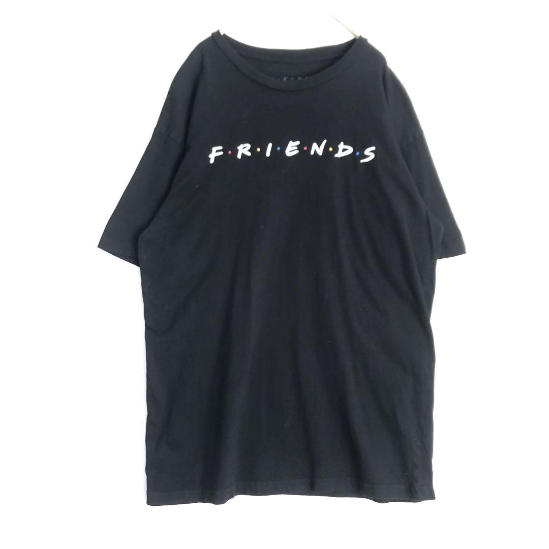 3033　FRIENDS フレンズ　ドラマ　ビッグプリント　Tシャツ　黒