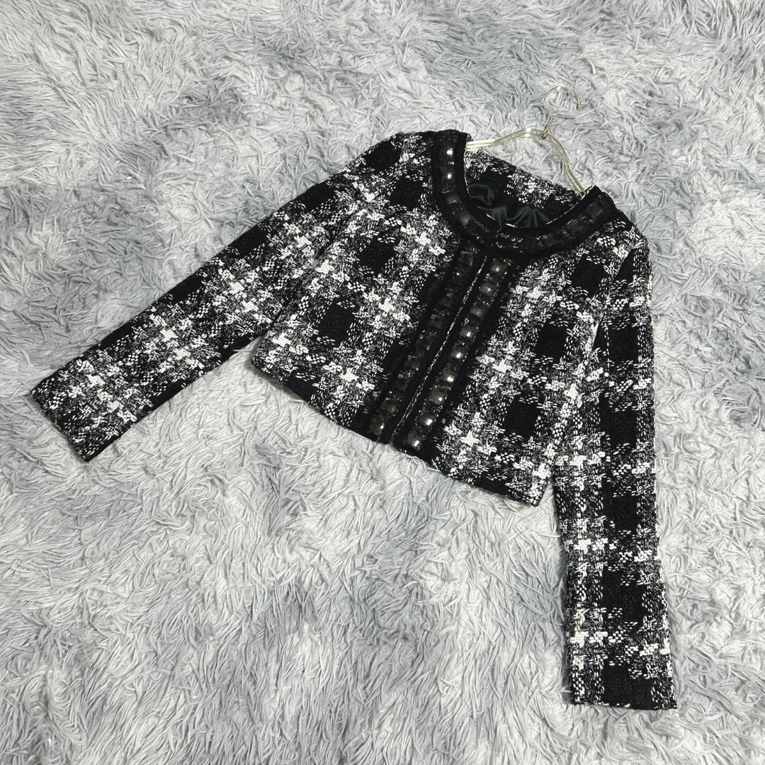 【美品】JAYRO クロップドノーカラージャケット (M) セレモニー 華やか