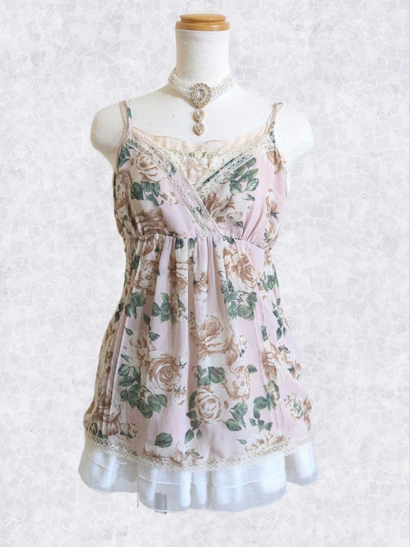 バレエコア　薔薇　フェアリーグランジ　ハンドメイド 00s coquette リズリサ系 薔薇ワンピ フェアリーグランジ