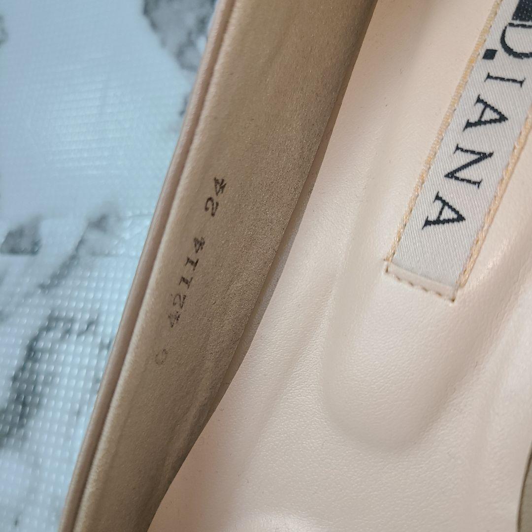 DIANA パンプス フラット ベージュ ポインテッドトゥ 金具 24㎝