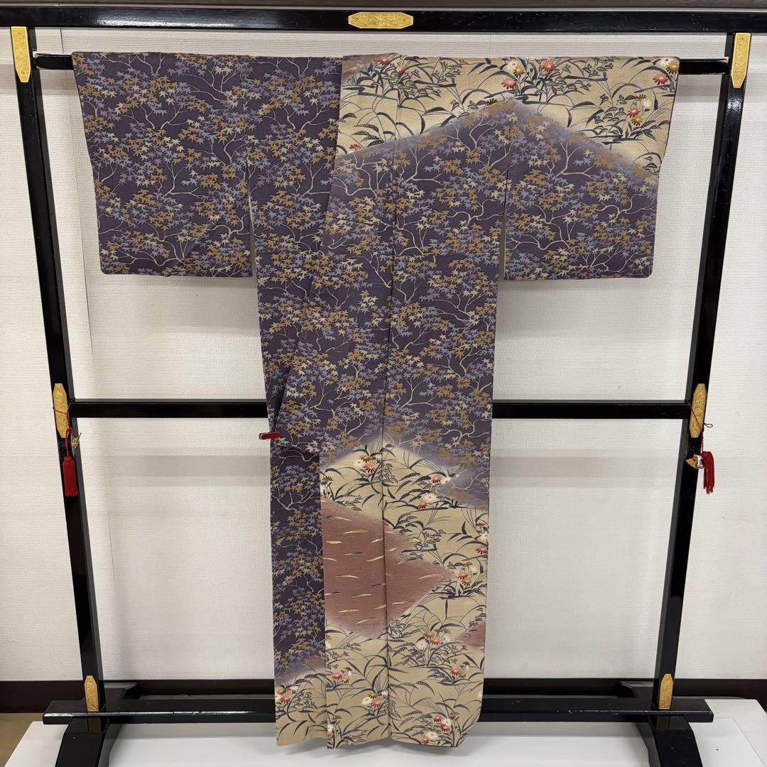 縮緬 訪問着 正絹 圧巻の染めの花 正絹 AK-6573