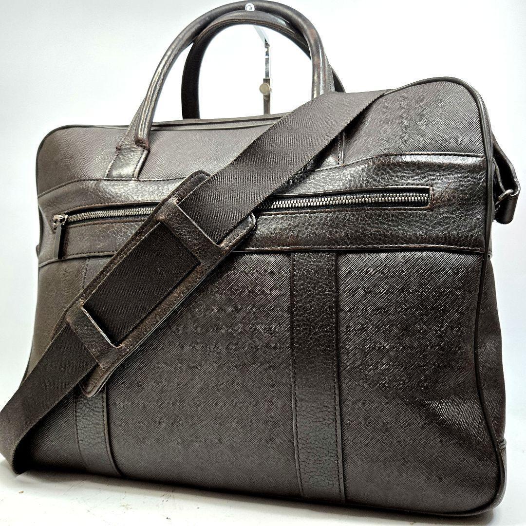 美品 dunhill AD総柄 2way サフィアーノ ビジネスハンドバッグ