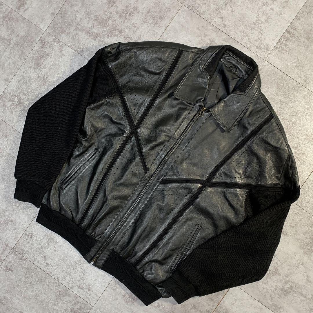 ジャケット・アウター 90s short combi leather bomber jacket