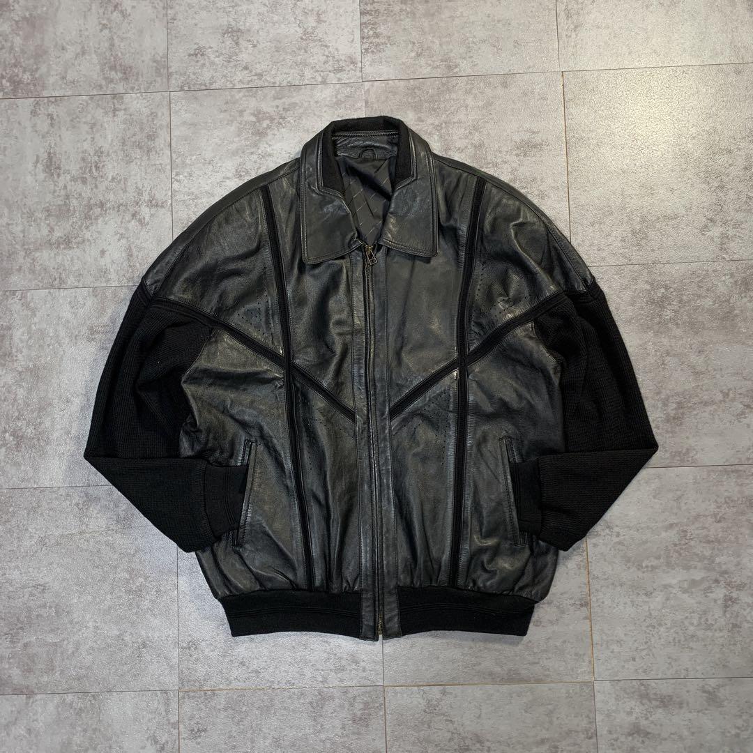 ジャケット・アウター 90s short combi leather bomber jacket
