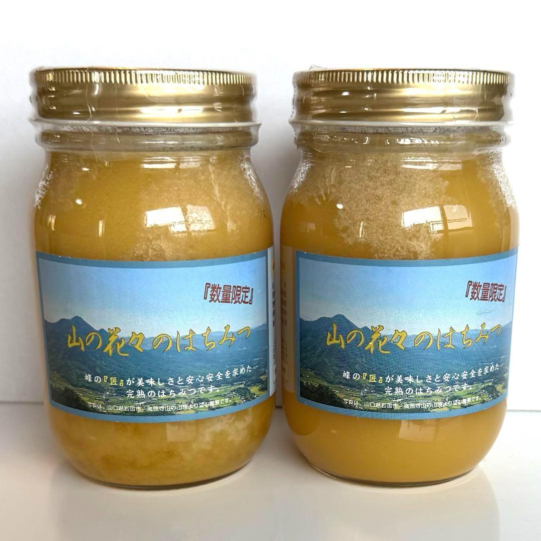 【限定結晶品】国産 無添加 非加熱　純粋生蜂蜜　山の花々のはちみつ　600g×2