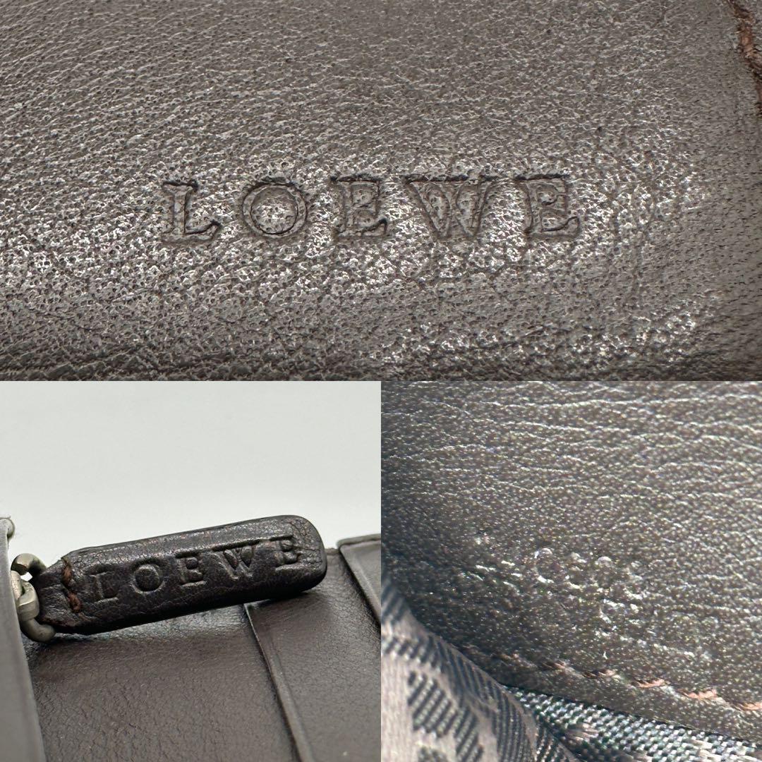 極美品】箱付き LOEWE 長財布 レザー×PVC アナグラム 総柄 焦茶