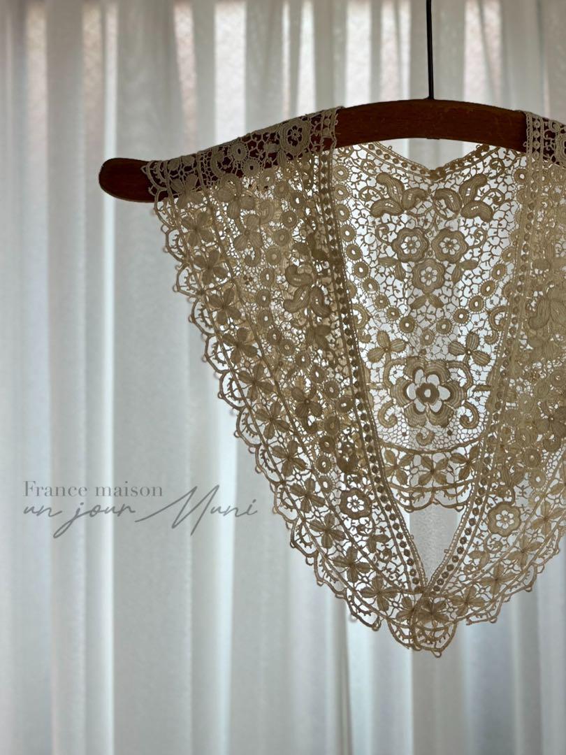 フランス アンティーク レース ストール ショール 付け襟 手刺繍