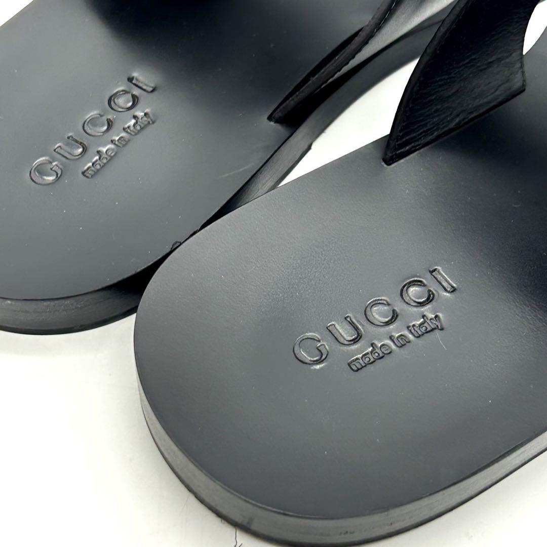 美品 グッチ トングサンダル フラットレザーソール メンズ GG 美品 グッチ トングサンダル フラットレザーソール メンズ GG