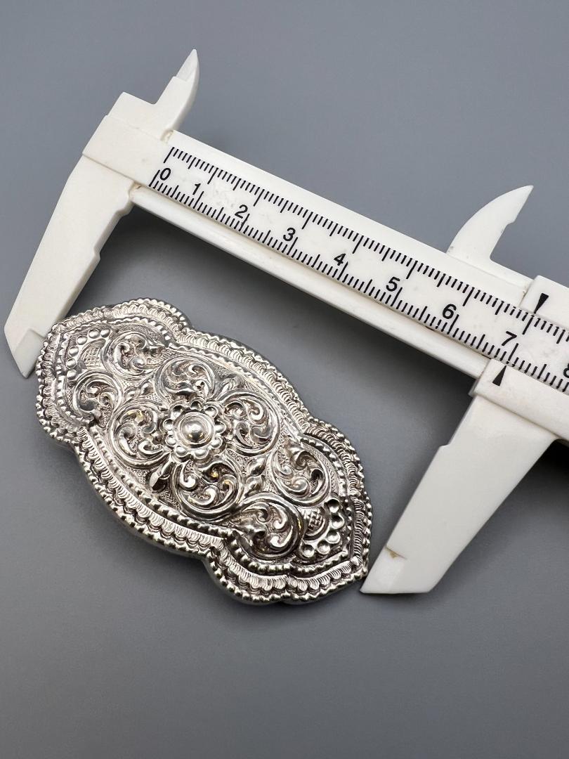 海】銀製 STERLING刻印 ベルトバックル 手彫 2点 重量約47g