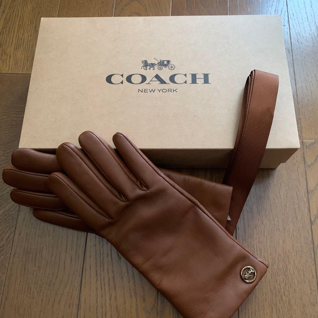 COACH ブラウンレザー手袋 6 1 2