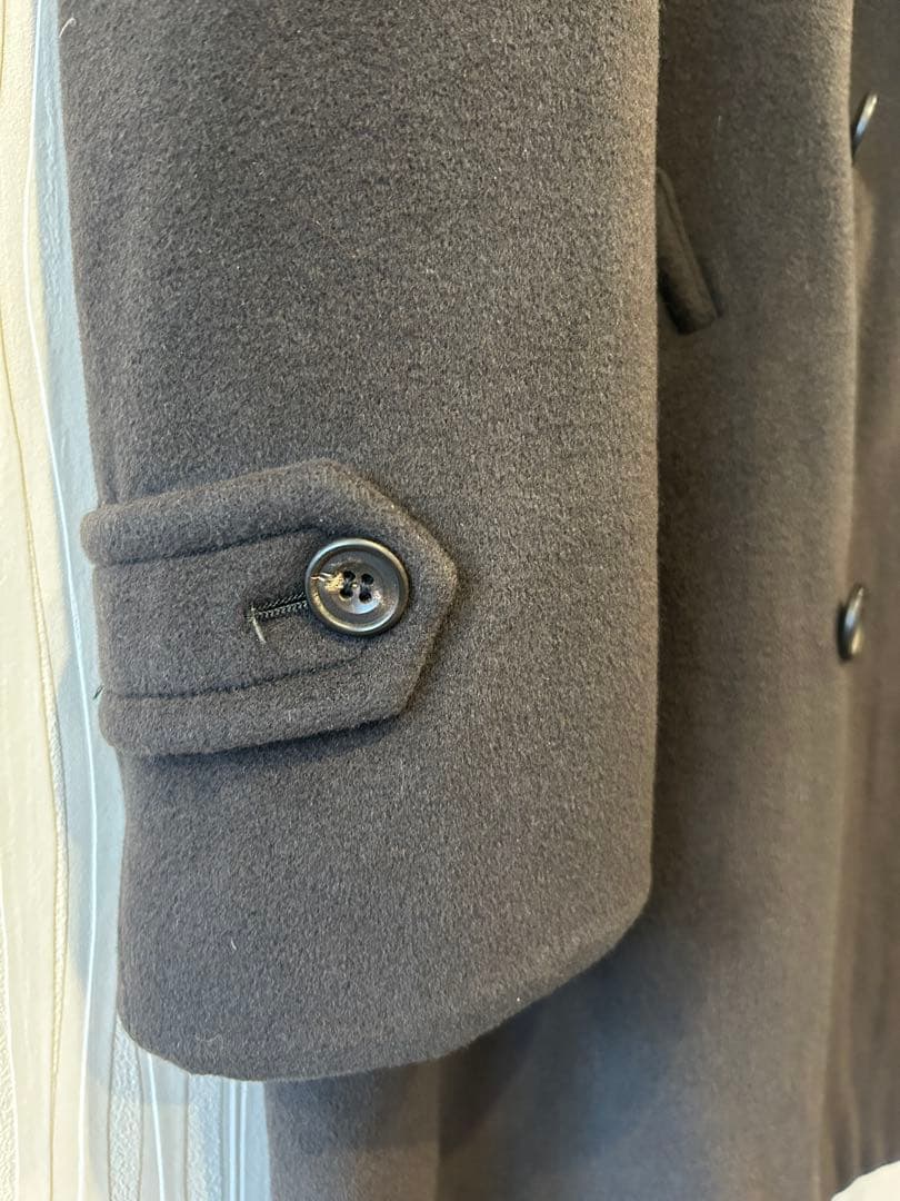 ダークグレー ダブルブレスト ピーコート カシミヤ ダークグレー ダブルブレスト ピーコート カシミヤ