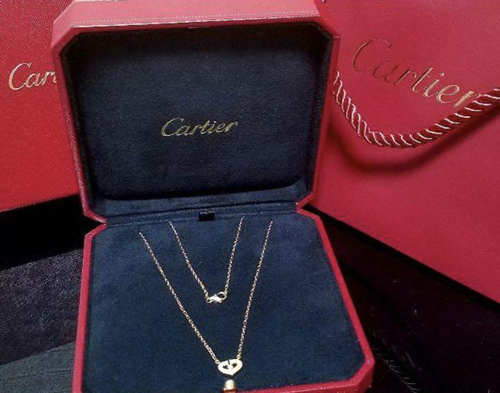 2度のみ使用Cartier カルティエ K18 1PダイヤCハートネックレス