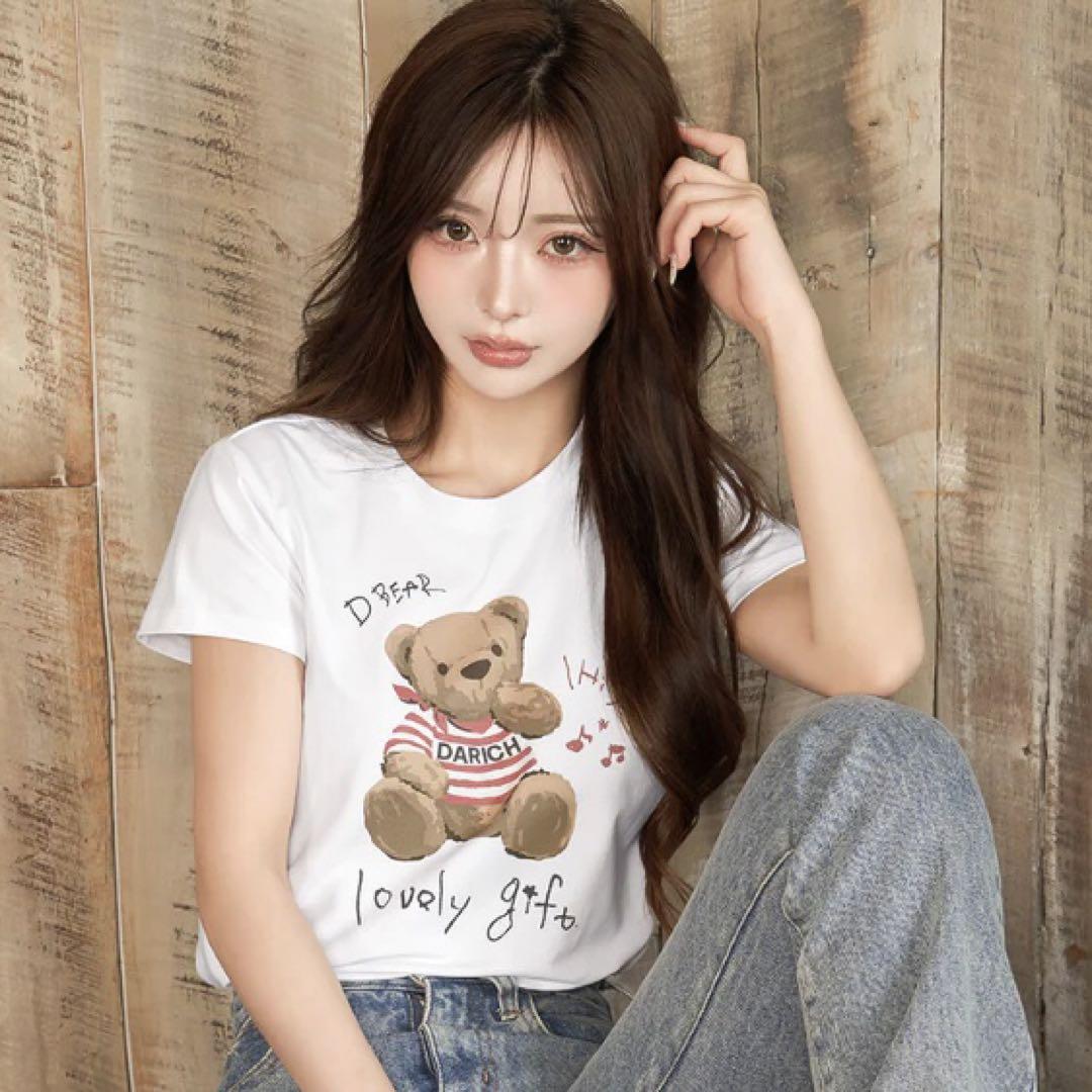 Darich ダーリッチ　イラストDベアTシャツ　WHT