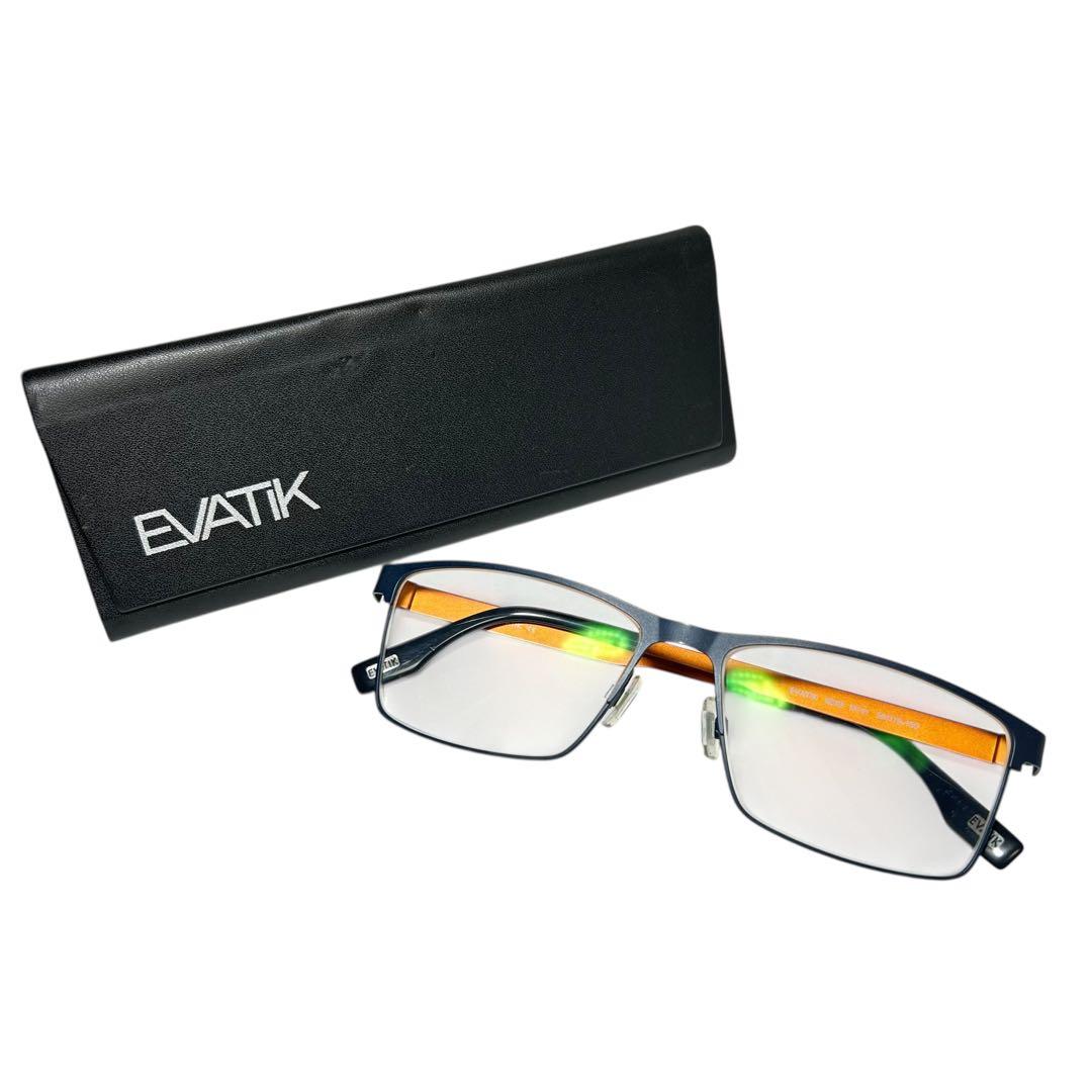 EVATIK メガネ 度入り眼鏡 ネイビー ケース付き