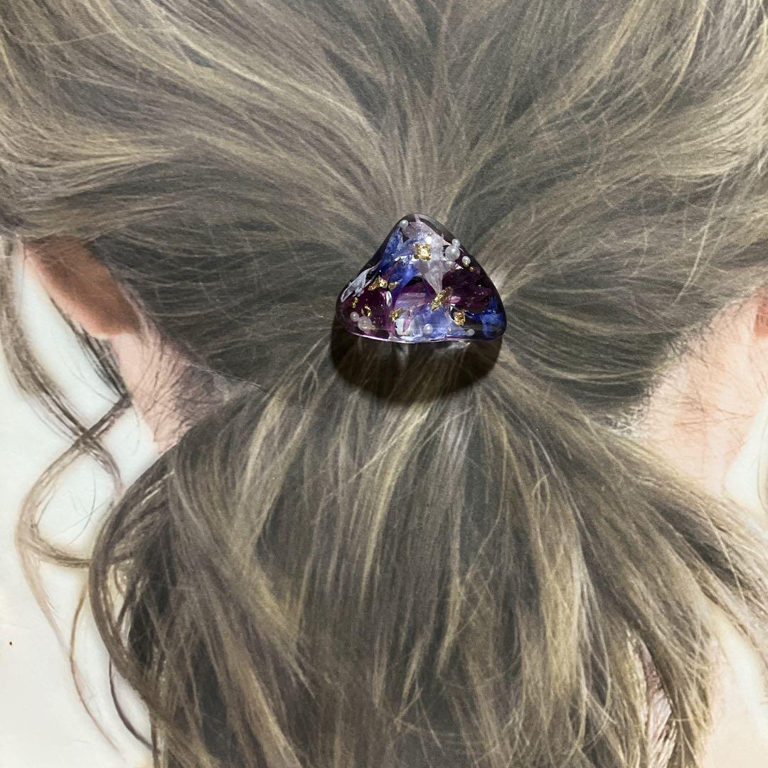 レジン ヘアゴム 矢車草 ドライフラワー ぷっくり三角 815 - メルカリ