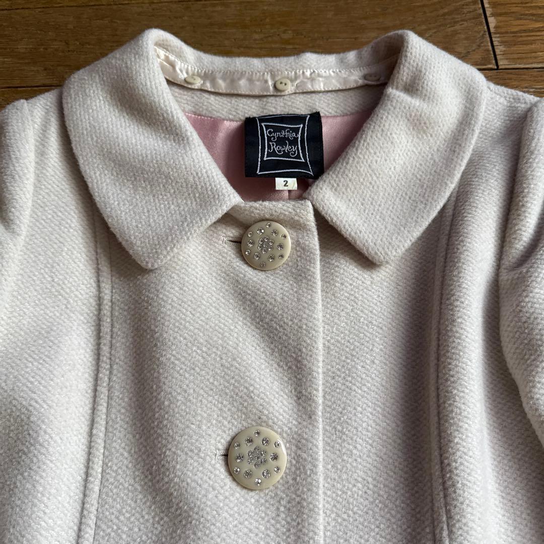 アイボリー リボン付き ロングコート サイズ2 アイボリー リボン付き ロングコート サイズ2