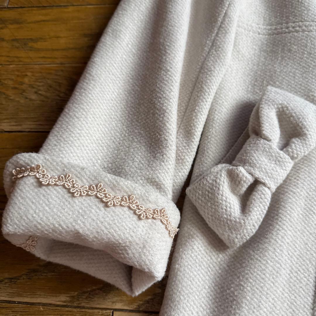 アイボリー リボン付き ロングコート サイズ2 アイボリー リボン付き ロングコート サイズ2