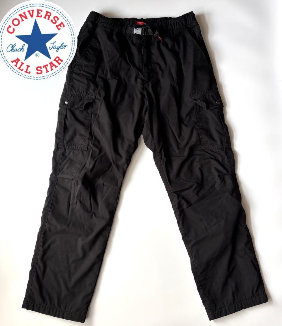 【美品】CONVERSE コンバース パンツ ブラック 裏起毛 チェック XL