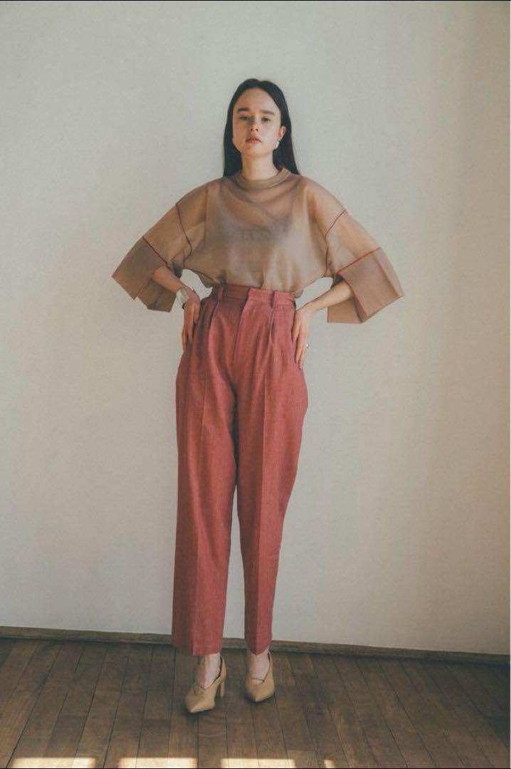 トップス CLANE SEE-THROUGH LINE KNIT TOPS