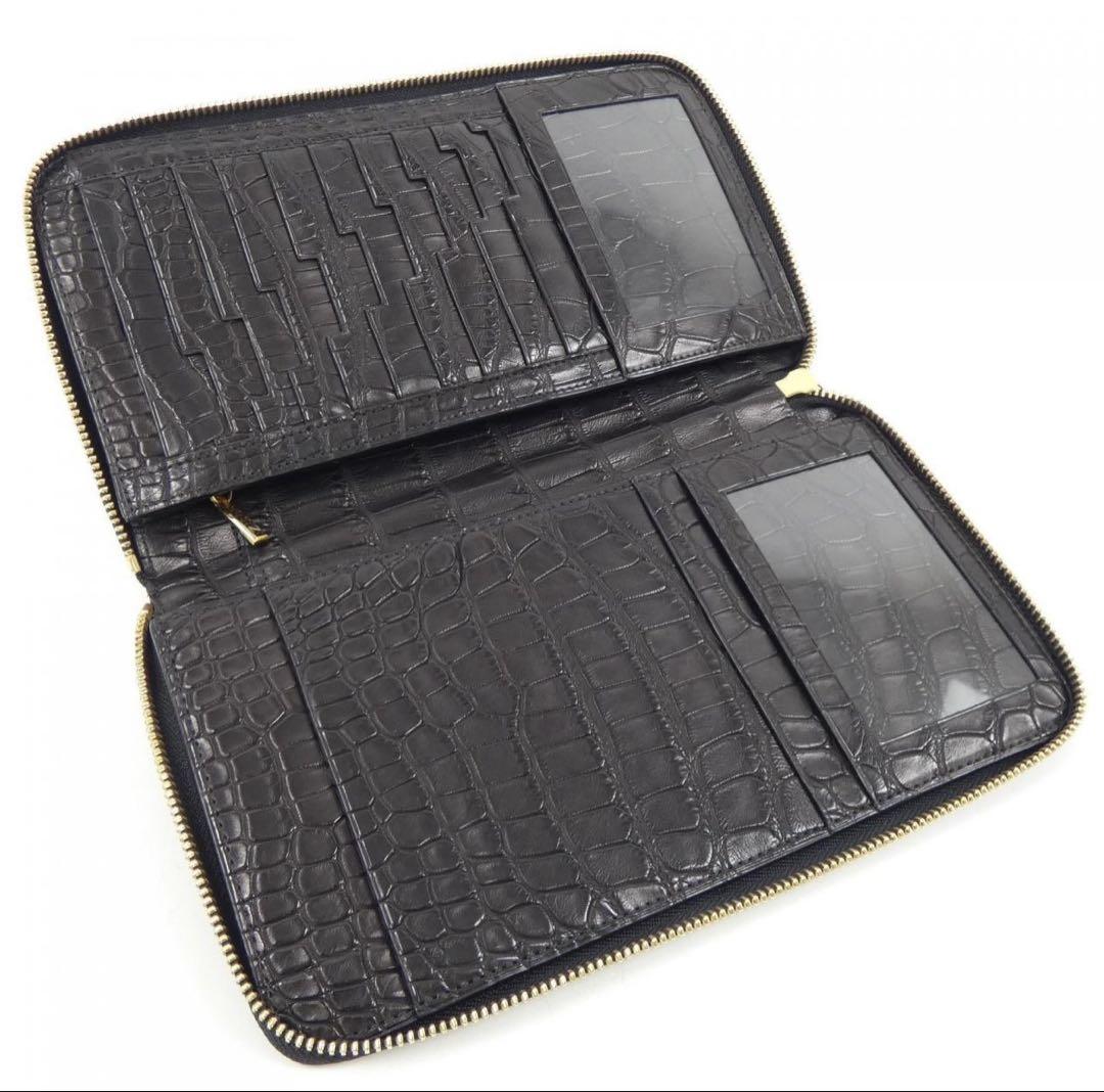 新品　ZILLI ジリー　クロコダイル　オーガナイザー　長財布　ブラック