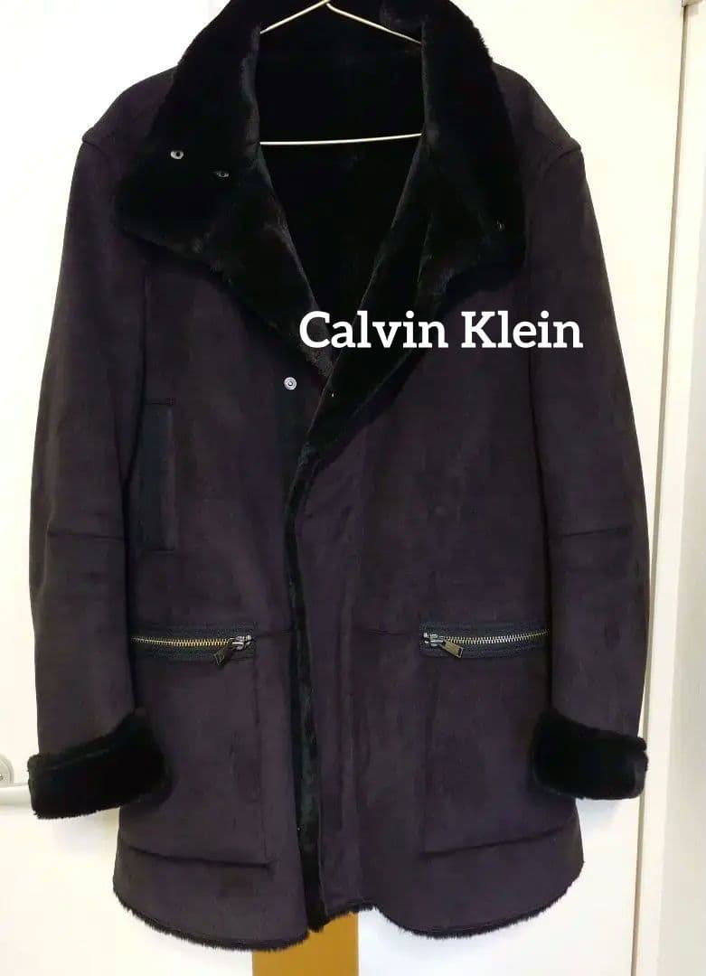 カルバンクライン コート スエードジャケット ファー付きXL LL Calvin Klein