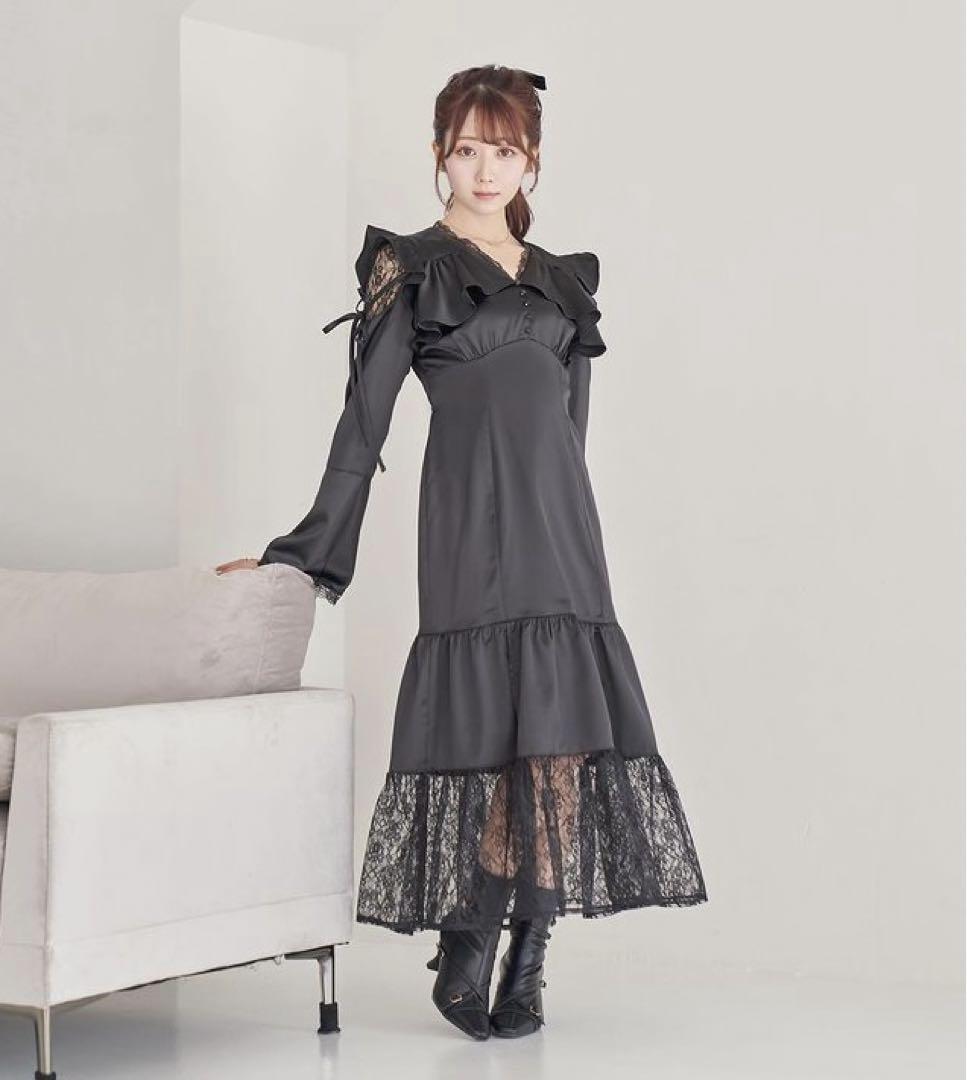ロゼミューズ raffle slit lace switching dress
