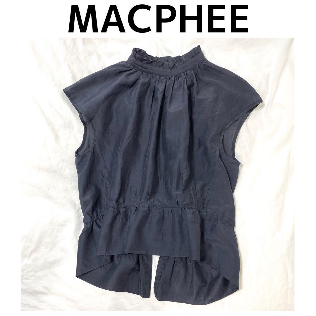 美品【MACPHEE】コットンシルクローンフレンチスリーブブラウス