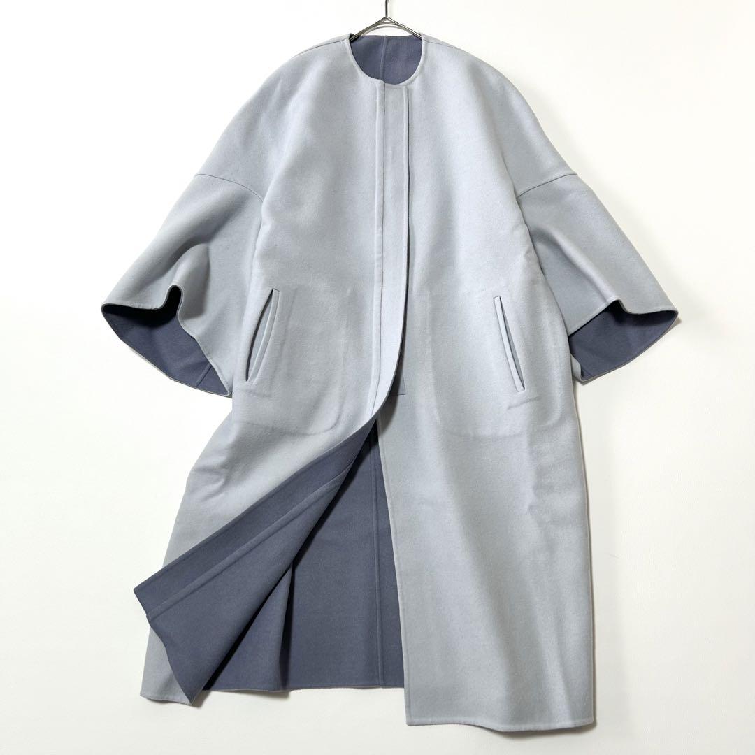 美品　Drawerドゥロワー リバーシブルコート Drawer - 美品 Drawerドゥロワー リバーシブルチェックロング