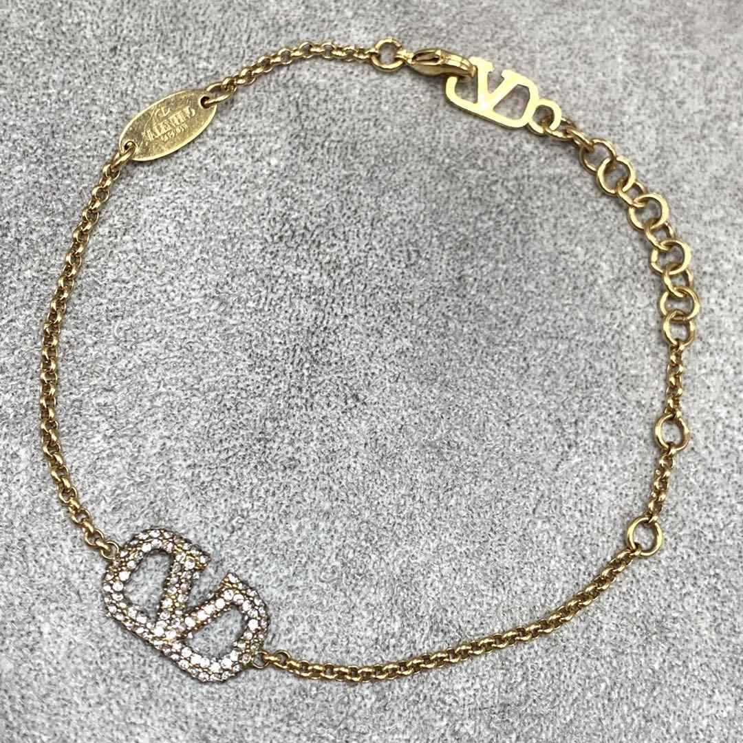 VALENTINO GARAVANI Vロゴ スワロフスキー ブレスレット