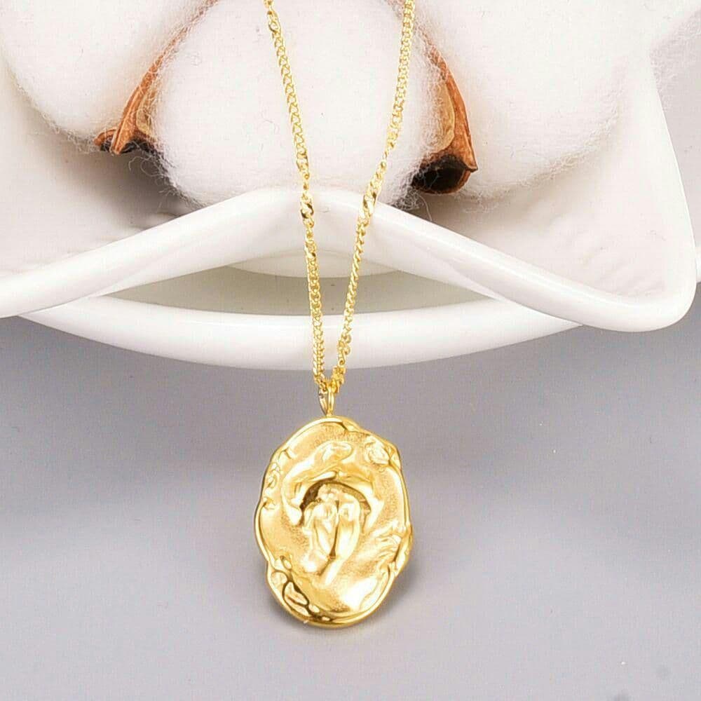 女神専属』18 K金欧米ファッションネックレスレリーフ人形鎖骨チェーン