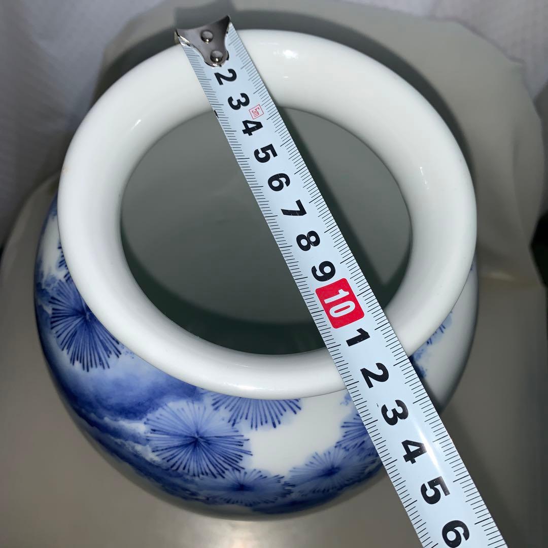 無料配達 平戸 三川内焼 陽山作 松の図 染付 花瓶 花瓶 - admin