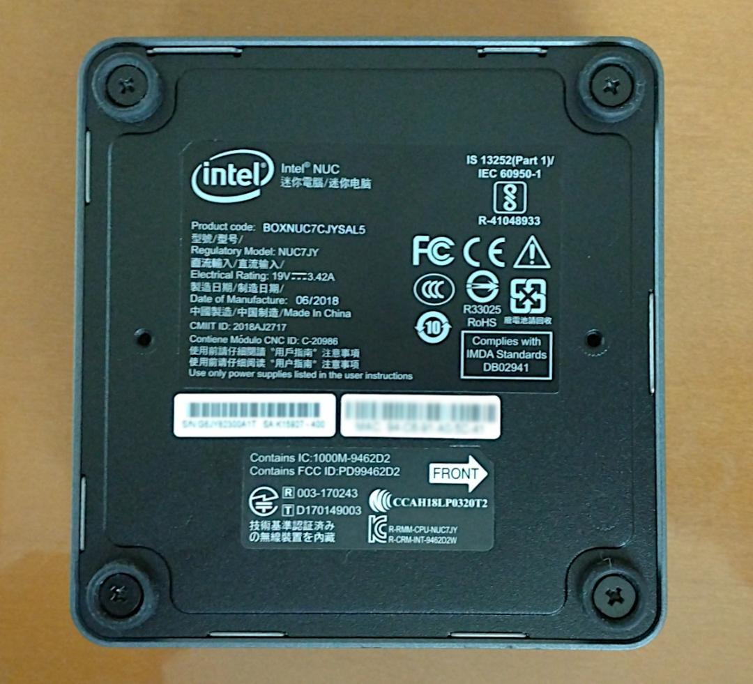INTEL ＮＵＣ７ＪＹ SSD 240G メモリー8G