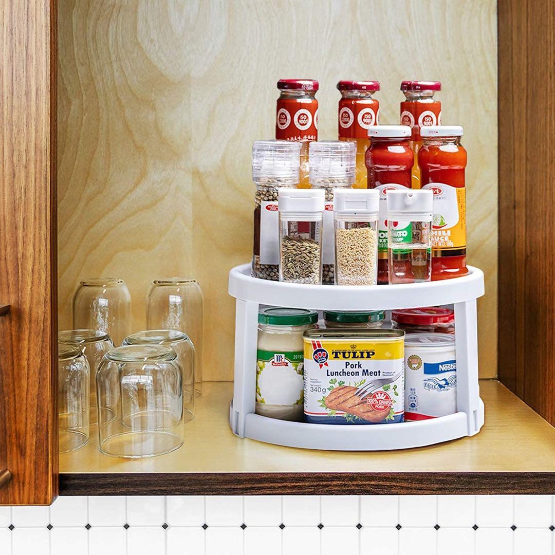 調味料ラック 360回転式 キッチン収納 大容量 スパイスラック (二重層) 調味料ラック 360回転式 キッチン収納 大容量 スパイスラック (二重層)